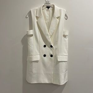 Buckle vest dress. White. Medium.